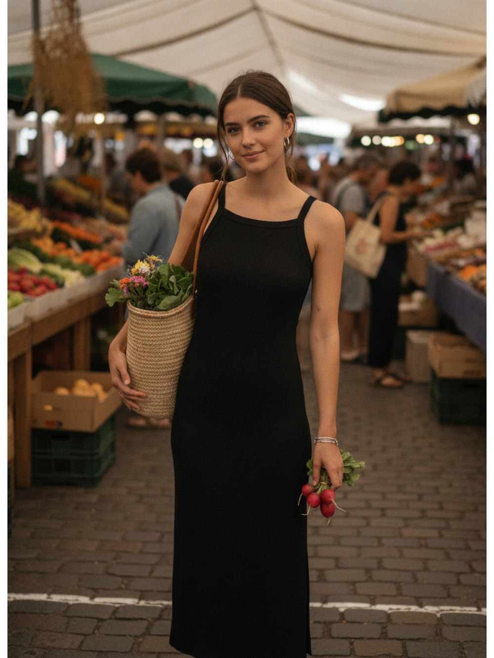 Old Navy Black Midi Tank Dress